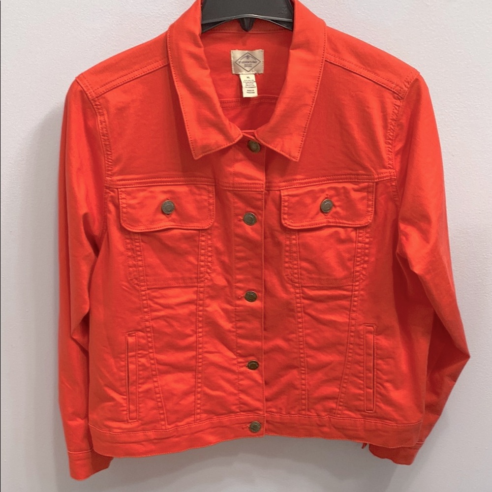 St. John's Bay Orange (coral) Jean Jacket Cropped Casual